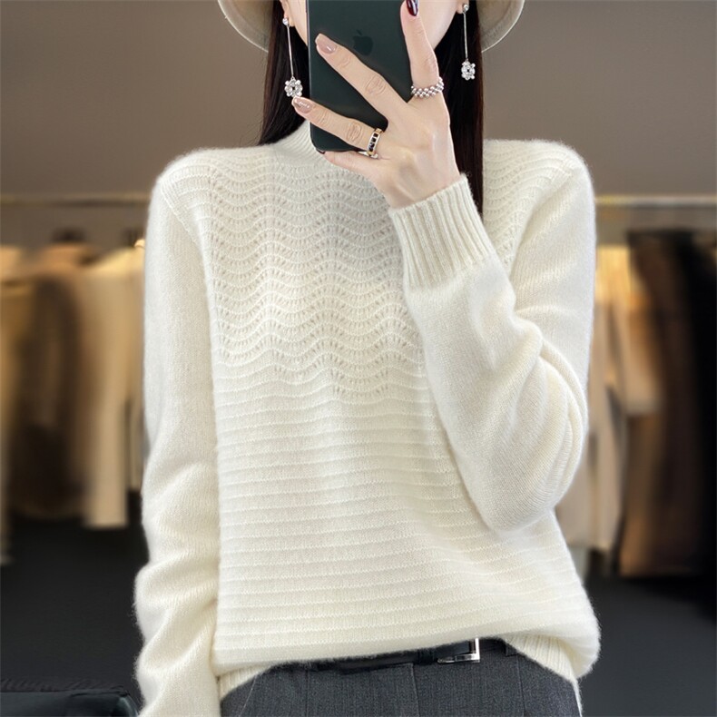 秋冬新款高领毛衣女宽松加厚韩版打底长袖燕麦针织衫潮,女装羊毛衫,大美人高端店