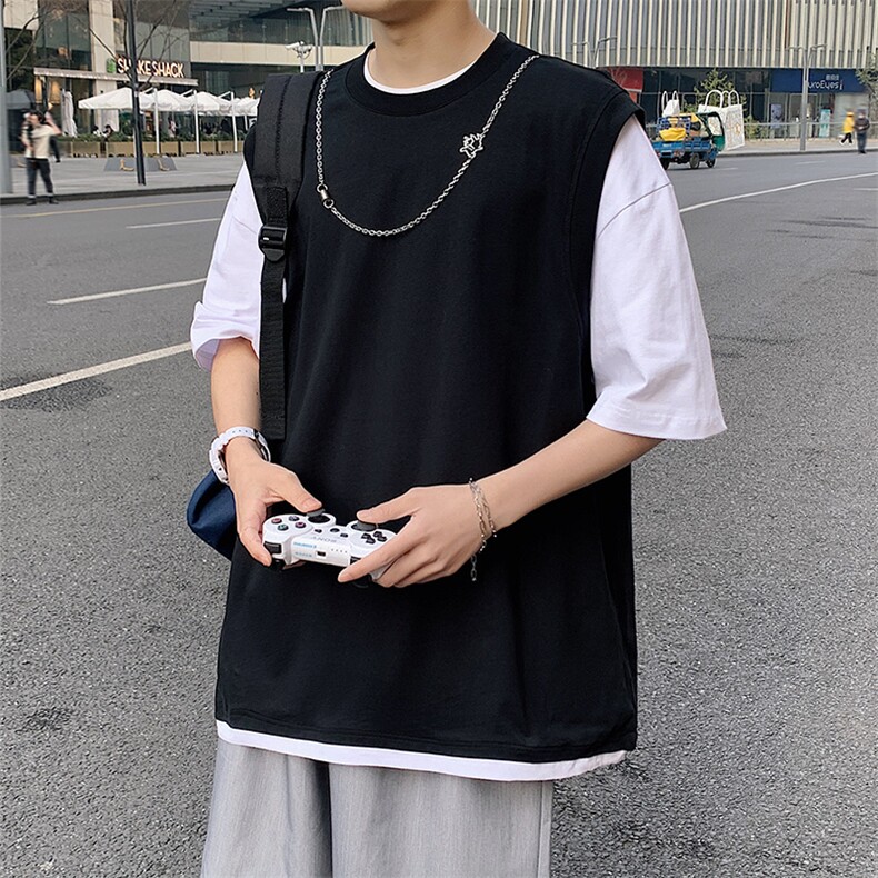 2023夏上新青少年纯棉潮休闲半袖港风印花短袖T恤男女T7233-P45,男装T恤,电商A441-1