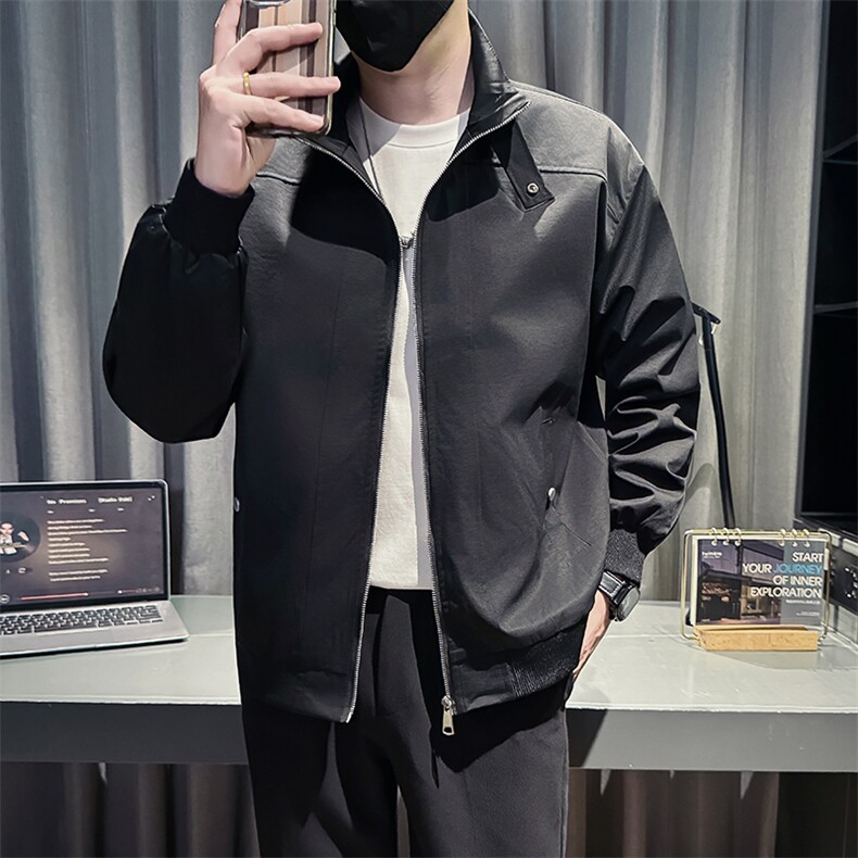 新款社会小伙时尚工装夹克男店主秋装外套男JK87-P78控128米白,男装夹克,星座301B-1