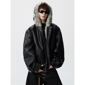 706-LK3145-P148特P现货冬季男连帽座山雕毛加厚领棉服外套