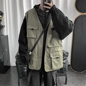 新款假两件外套男秋冬季韩版潮牌宽松连帽夹克港风上衣服JK08-P65图片