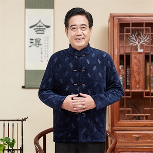 风唐装外套中老年雪尼尔风休闲长袖爸爸装棉衣TF815-P130图片