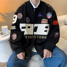 棒球服男春秋宽松炸街痞帅刺绣外套潮飞行员夹克JK07224-P68，男装夹克，星座308B-1
