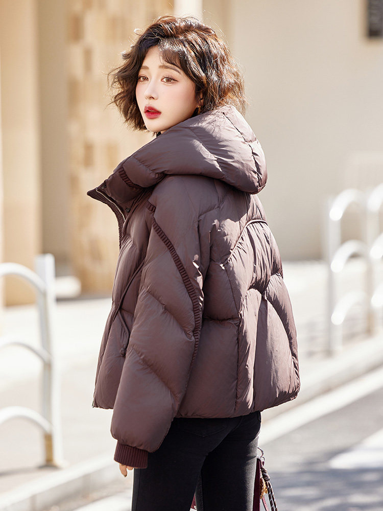 短款羽绒服女冬季2025新款宽松加厚高端洋气小个子连帽面包服外套,女装羽绒服,靓衣阁