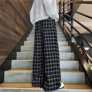 秋季新款灯芯绒设计感舒适宽松格子休闲裤B315-K25372-特p35控68图片
