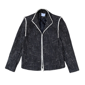 立领小香风珍珠设计感千鸟格宽松西服X13/P70降图片