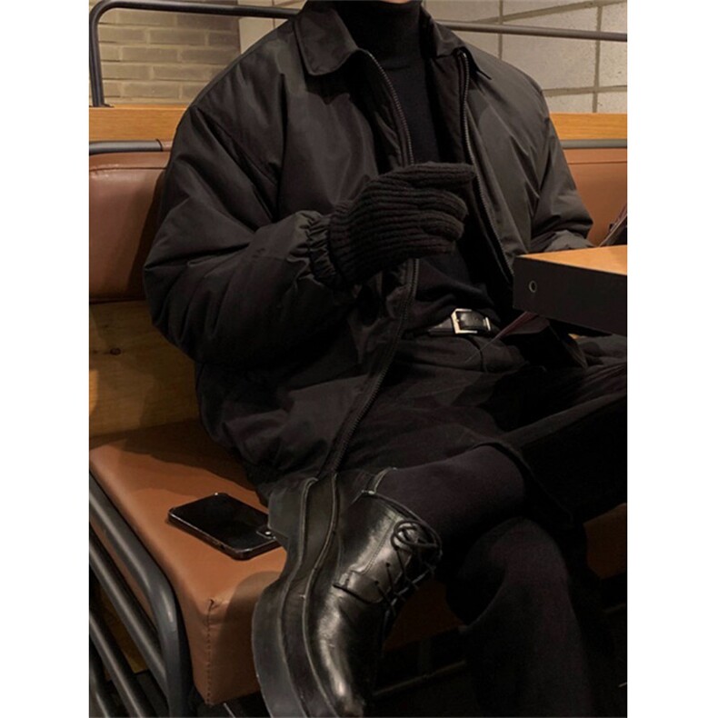 706-2-CMY917-P85特P冬季男士韩版痞帅翻领黑色棉衣加厚外套,男装棉衣,星座706-2