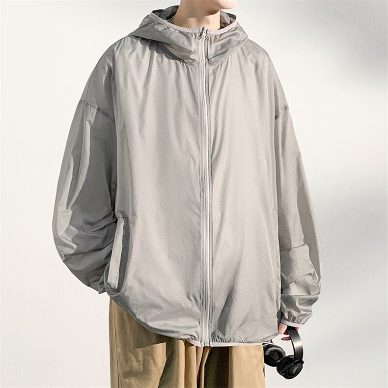 轻薄凉感防晒衣男夏季防紫外线轻奢高级感宽松连帽亲肤皮肤衣外套，男装防晒衣，电商A001
