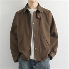 高端翻领夹克男2026春季简约宽松休闲工装外套百搭上衣服，男装夹克，星座914