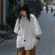 夏季日系短袖衬衫男女学生宽松工装衬衣中性外套百搭S6322-p38，男装衬衫，星座1008