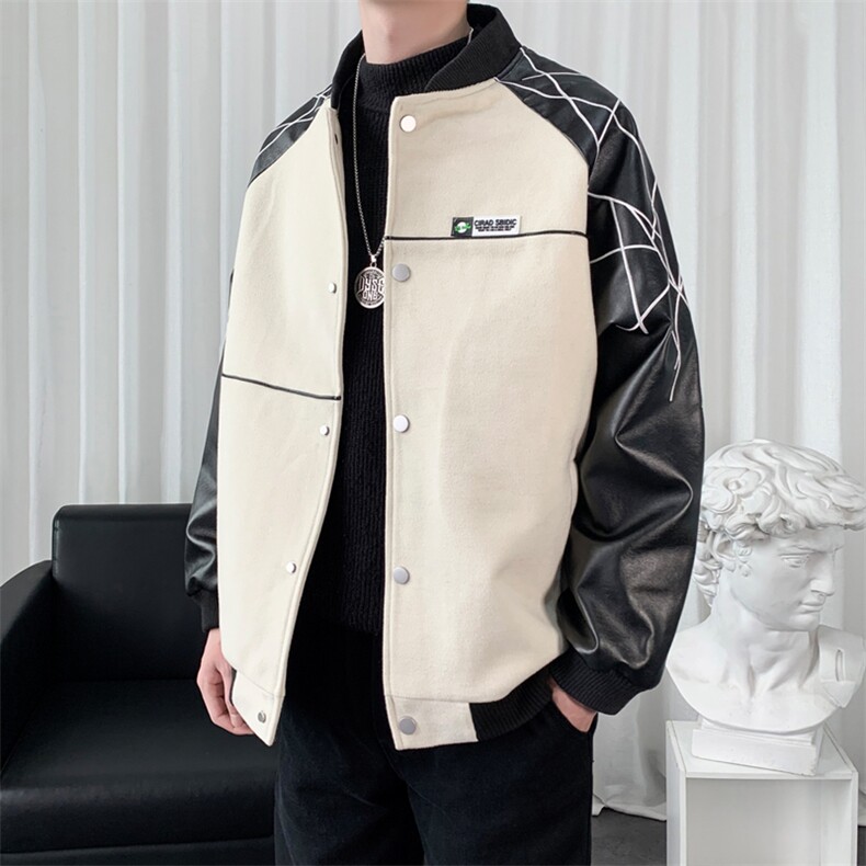精品秋冬装飞行棒球服男女夹克毛呢拼皮刺绣轻熟JK1701-P115爆景C,男装夹克,星座401