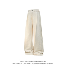 高克重420g呢料港风人字纹男宽松阔腿裤休闲裤K24078-特P40控78，男装休闲裤，电商A001-1