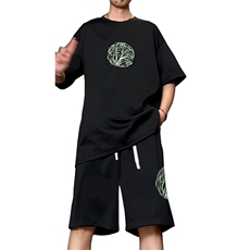 量大优供视频菠萝格套装刺绣短袖男大码M-5XTX27-特P23，男装休闲套装，电商B325