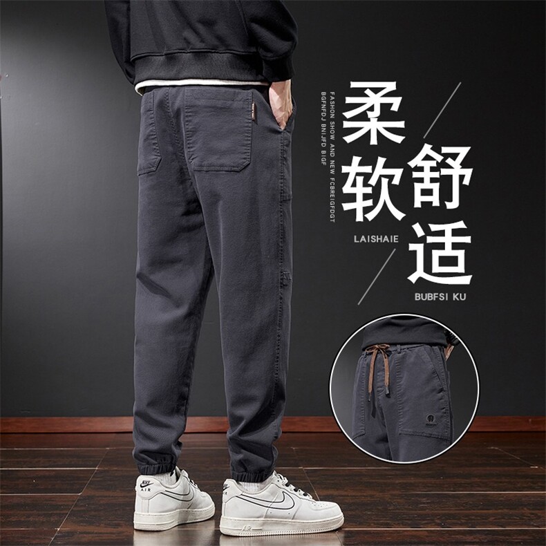 春夏男裤工装裤大口袋抽绳束脚字母刺绣长裤大码M-5XLK201P50,男装工装外套,星座1013