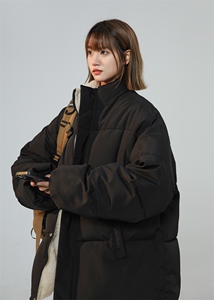 中性风2025新款棉衣女纯色立领棉袄加绒加厚棉服外套 3364-P60图片