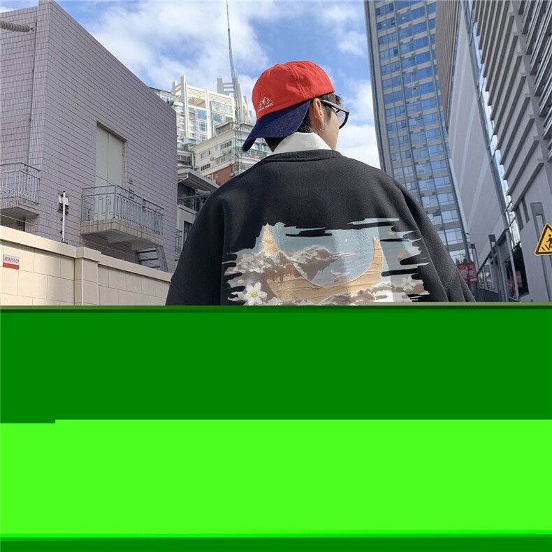 ！秋季重磅宽松大码港风水彩云印花圆领卫衣WY117-特p28,男装卫衣,星座508（原C305）