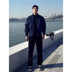 美式飞行短款夹克男春秋季潮牌痞帅高级感宽松立领廓形棒球服外套，男装夹克，星座1007（原301D）