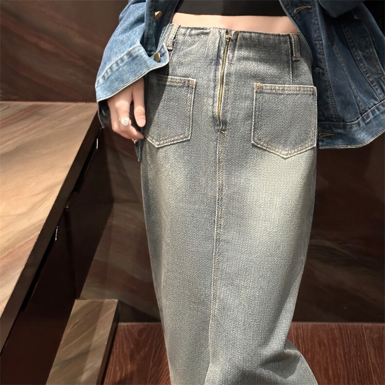 时尚高腰显瘦牛仔半身裙女新款气质百搭休闲长裙，女装牛仔裙，宛庄羊绒