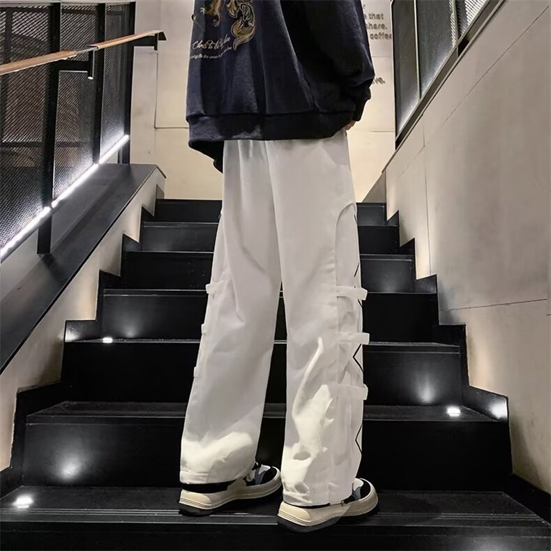 美式工装运动裤男女阔腿宽松束脚设计感小众hiphop裤子K8628-P45,男装工装外套,星座1008-2