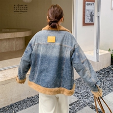 2024冬装新款时尚简约气质加绒牛仔外套，女装牛仔外套，浙宝220