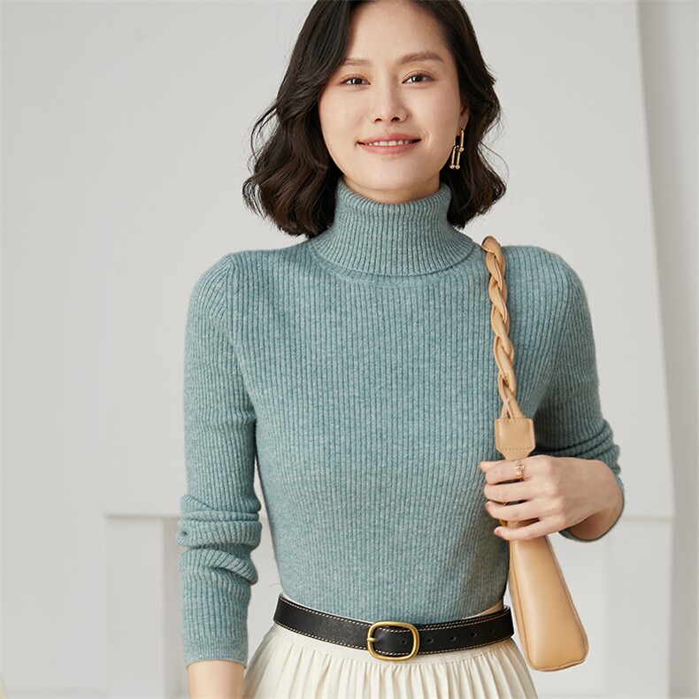时尚潮流2024年秋季新款保暖时尚女士35%绒高翻领羊绒衫,女装羊绒衫,艾米娇羊绒