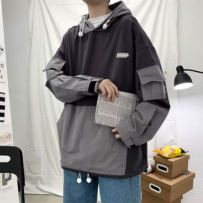 2024春季新款韩版高街工装卫衣连帽潮流百搭机能风上衣W7064-P30,男装夹克,星座512-2
