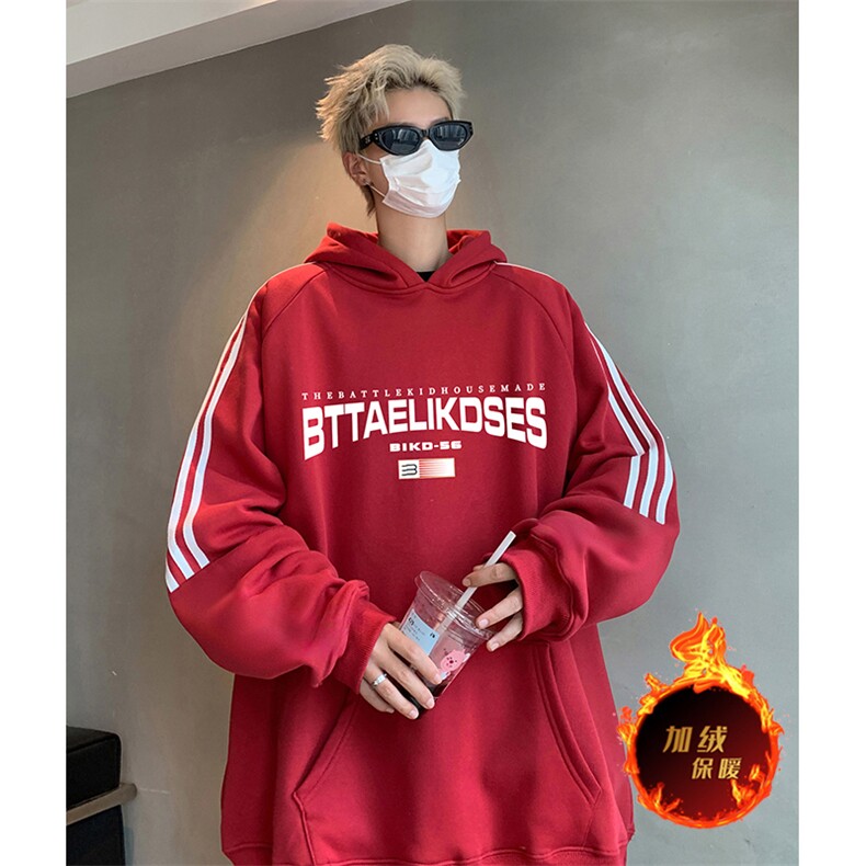 抖音得物供货提供视频秋冬重磅美式宽松织带连帽卫衣04121,男装卫衣,电商A486