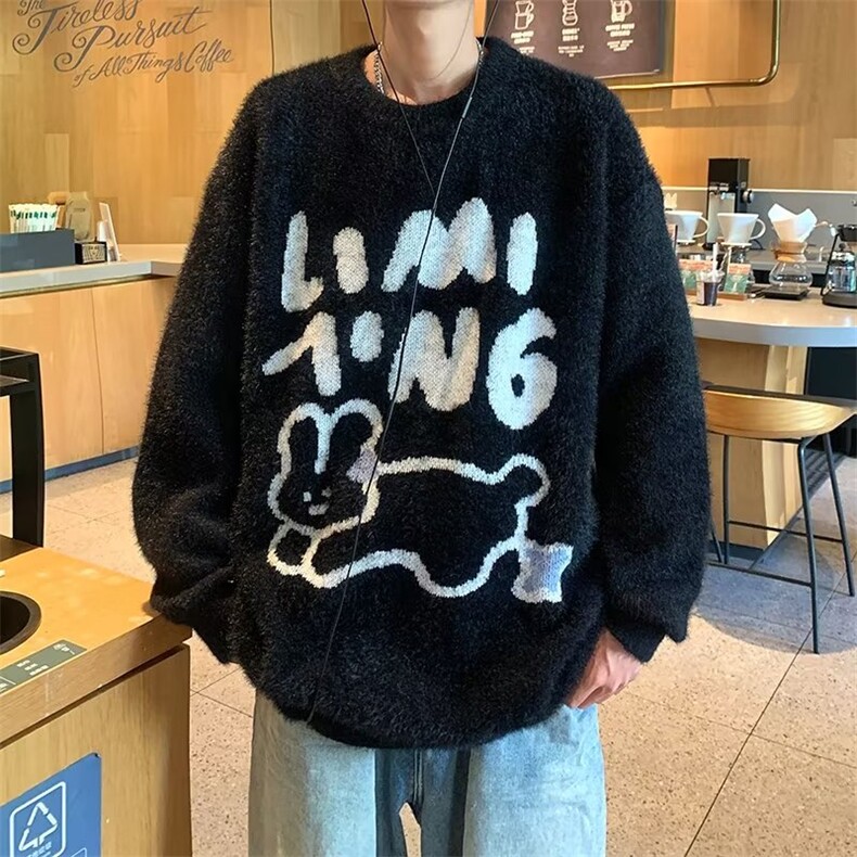 条纹连帽针织衫外套男2024年冬季新款设计感宽松慵懒毛衣,男装针织衫/毛衣,星座716-4