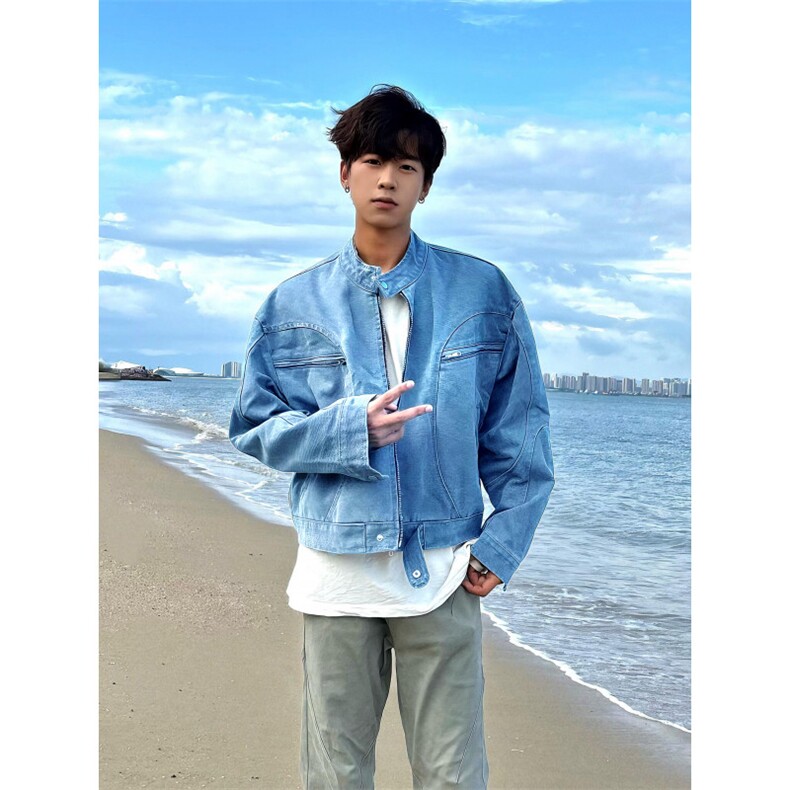 【有货】冰川蓝立领外套男高级感痞帅春秋工装夹克JK7703CC-特P65图片