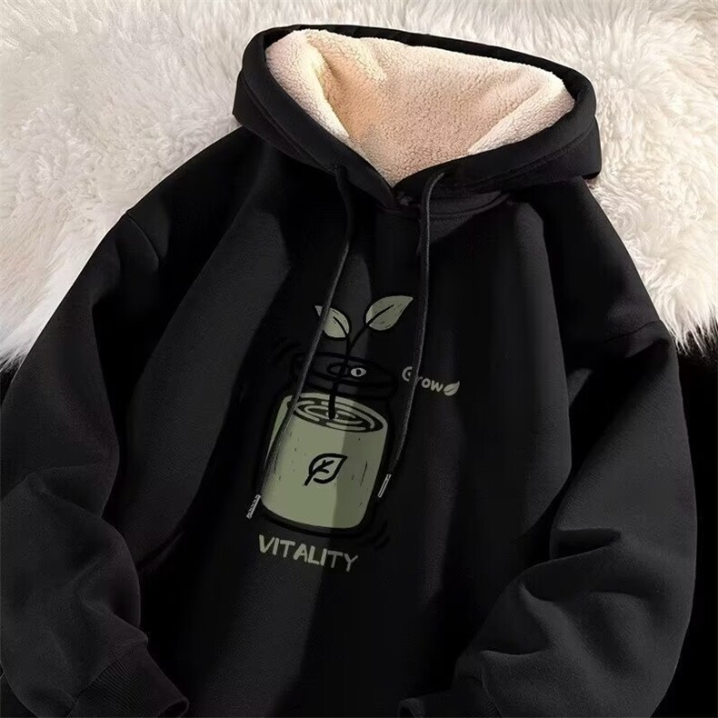 加绒卫衣男秋冬款羊羔绒外套男款连帽衫冬季情侣上衣LY54/P35,女装短外套,星座506B