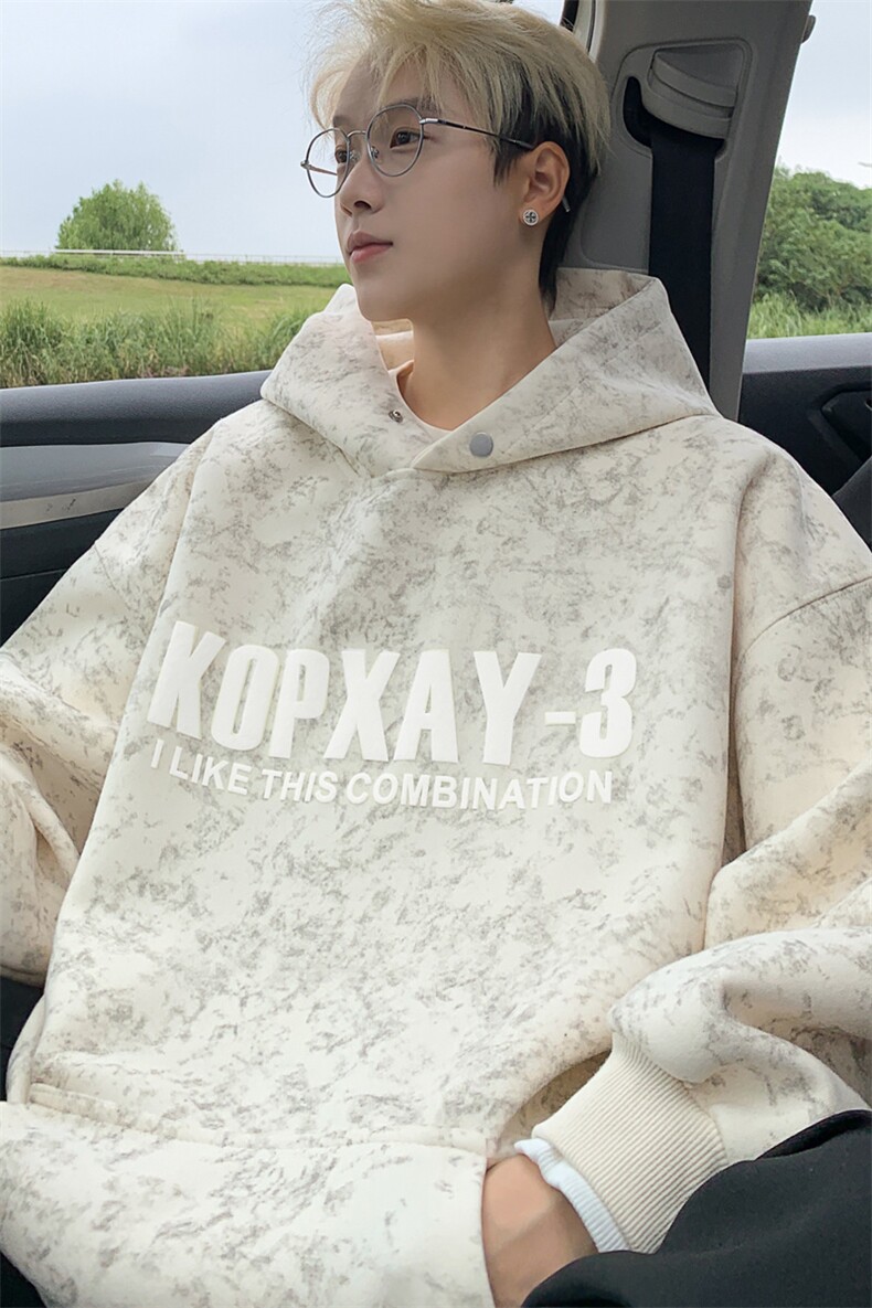 秋冬重磅450克假两件宽松连帽卫衣B208-WY3707-P70控108,男装卫衣,电商B208