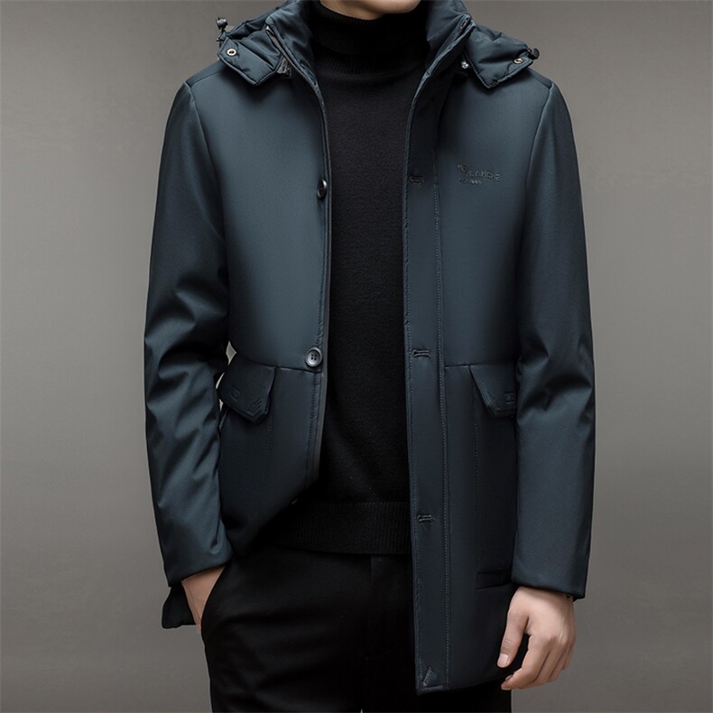 男士连帽纯色棉服2023冬季可拆卸帽加厚保暖棉衣中青年休闲外套图片