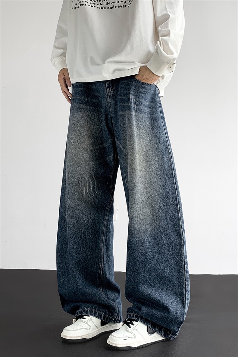 2025秋冬新款男生弯刀牛仔裤美式阔腿裤直筒宽松水洗复古2630-P47,男装牛仔裤,星座1006