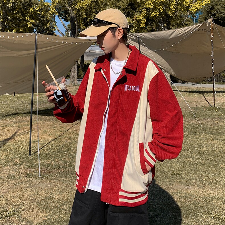 灯芯绒夹克男韩版潮流拼色字母刺绣2023春秋新款ins外套W5093-P55,男装夹克,星座412-3