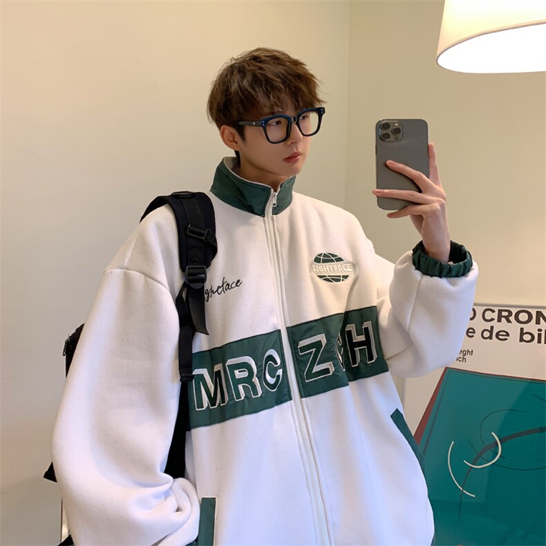 ZJ55-P85-针织料拼接撞色刺绣夹克男现货，现货，现货，男装夹克，星座1408-1