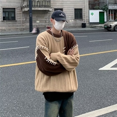 鹿毛绒美式圆领毛衣男慵懒风休闲针织衫B627P53，男装针织衫/毛衣，星座1116-2