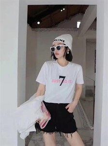 2022春季新款短袖T恤字母图案百搭ins潮,女装T恤,L·H·X