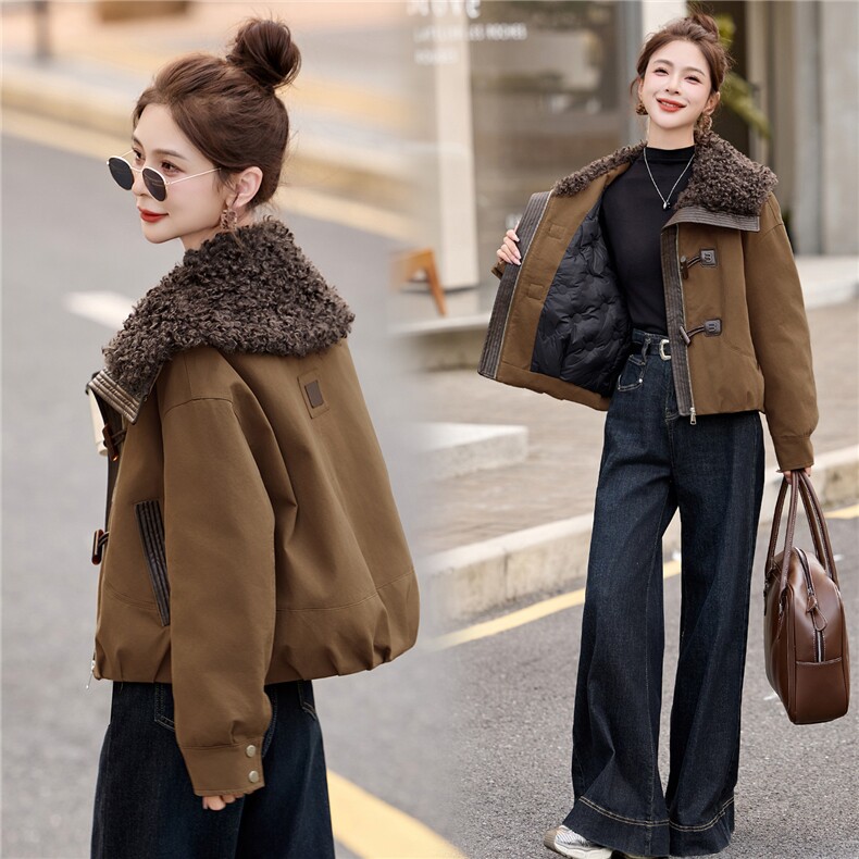 现货高级感派克羽绒服女2025冬季新款宽松保暖白鸭绒外套女,女装羽绒服,美沁