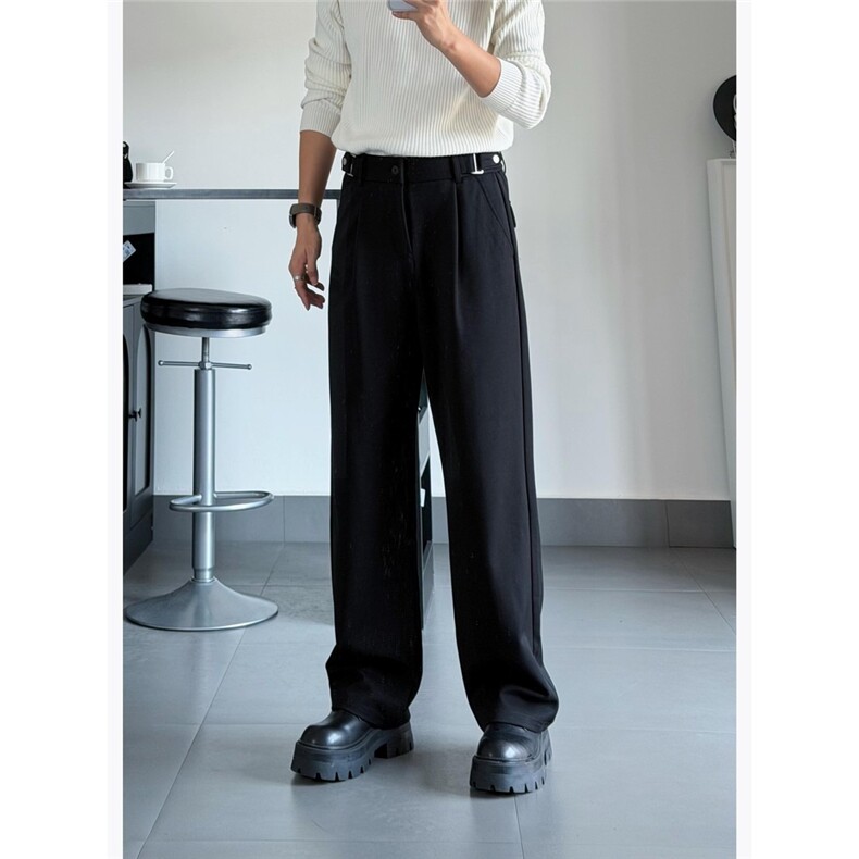 2026春季新款黑色直筒西裤垂感高级感痞帅裤子男款宽松直筒休闲裤，男装西裤，星座410-6（原星座1304-1）