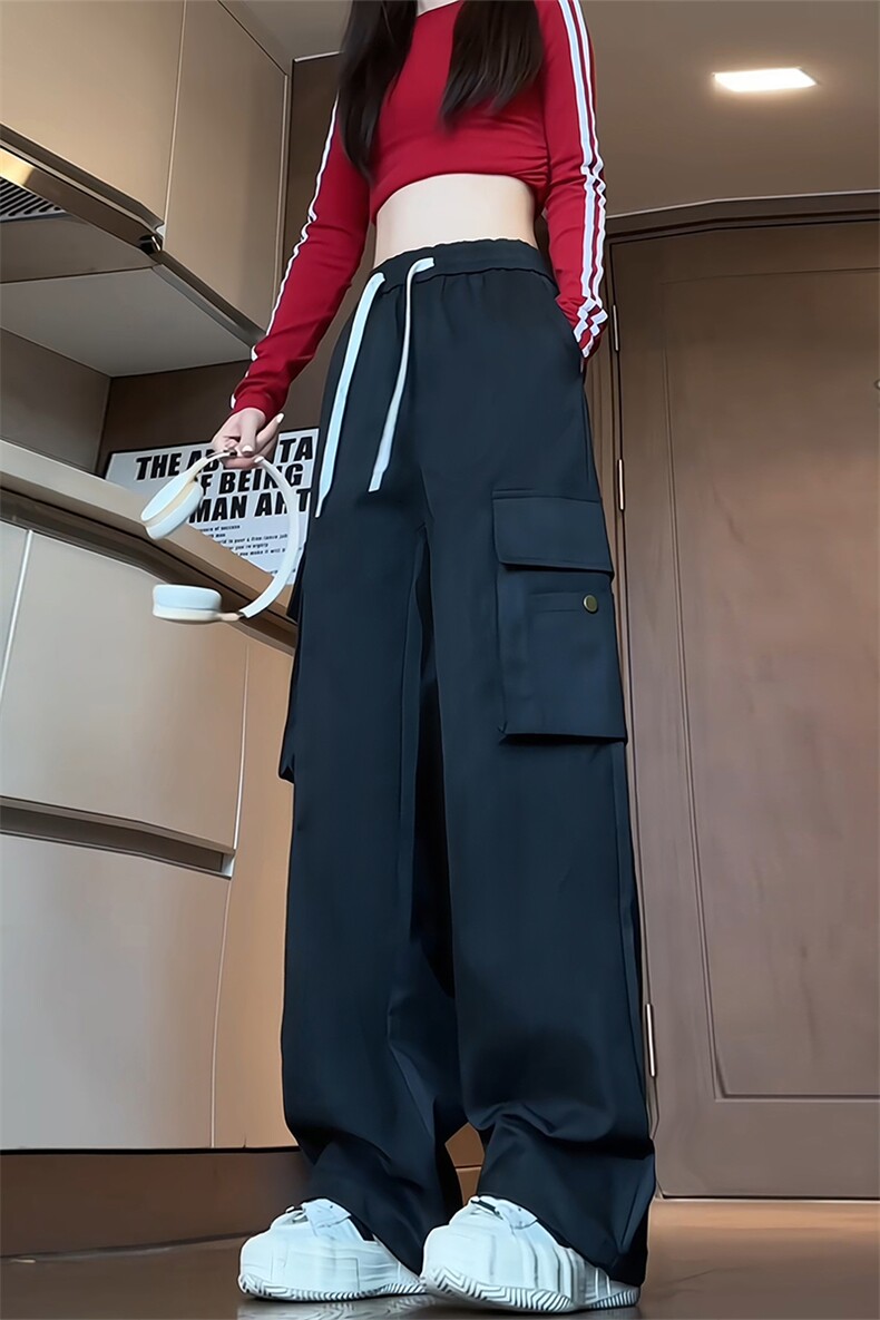 特批P48无差价秋季痞帅潮拖地长裤中性扎染抽绳束脚工装裤男K1580,男装休闲裤,电商A001