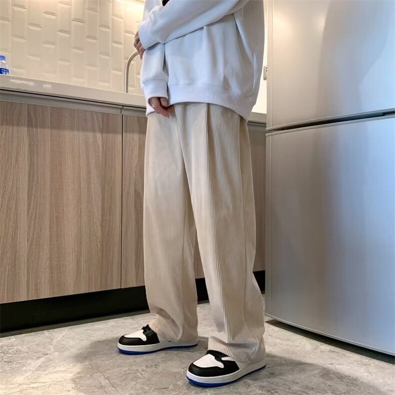 裤子男士高街ins潮牌灯芯绒裤垂感百搭港风阔腿直筒长裤LK002-P36,男装休闲裤,星座1008