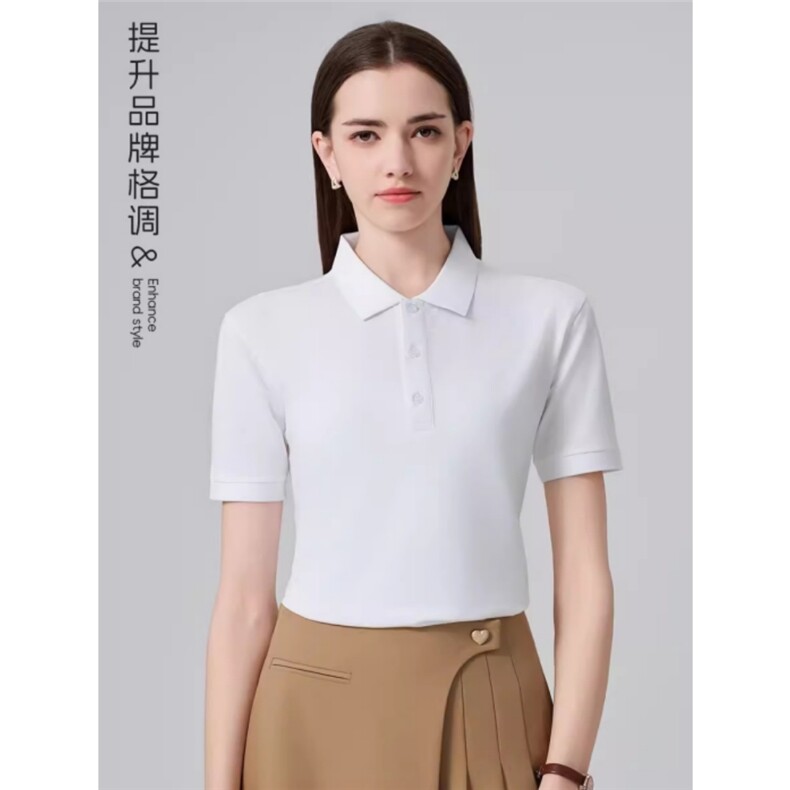 2025年夏季有弹力常规版型冰丝棉男女同款polo衫,女装T恤,鲁菏羊绒