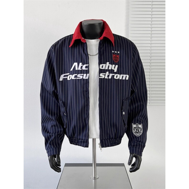 现货~网红款美潮刺绣条纹夹克外套W1576/P70，男装夹克，电商B350