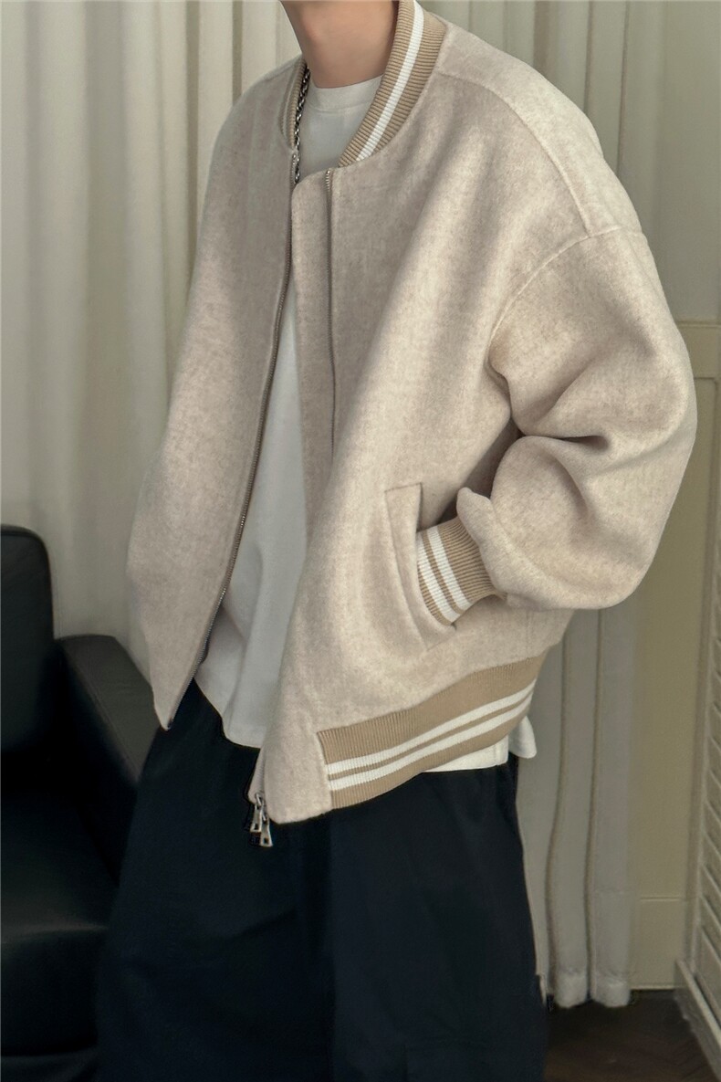 秋冬现货呢料外套男宽松休闲棒球服A351-AJ2641-P115控188,女装短外套,电商A351