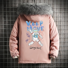 MM48175-P130冬季大毛领棉衣男士大码加厚棉袄男棉服网格，男装棉衣，电商A040A