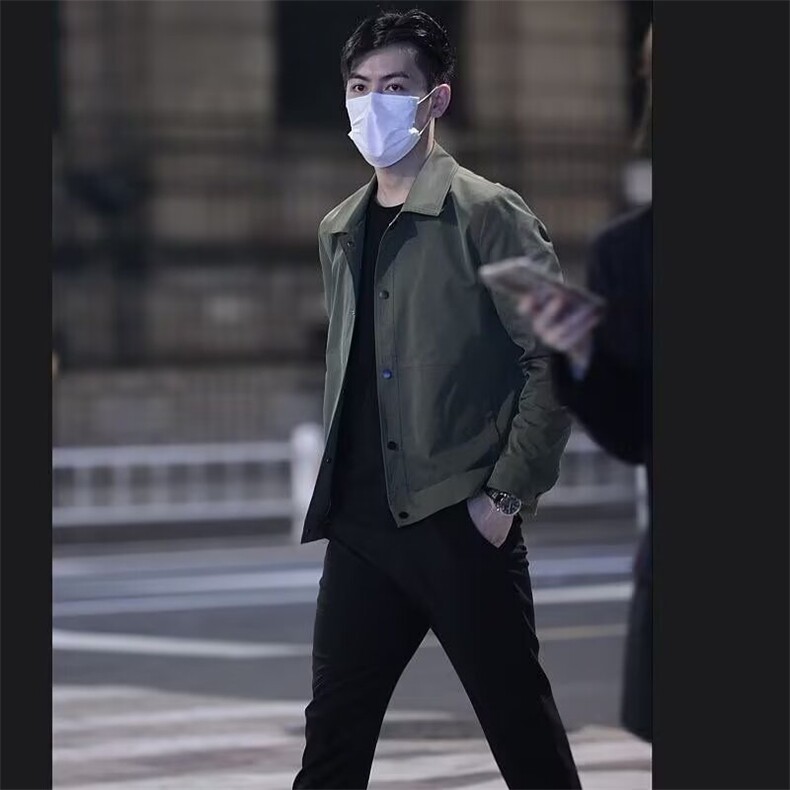 2025秋季新款男士夹克潮流韩版修身帅气时尚百搭休闲纯色翻领上衣，男装夹克，星座506A