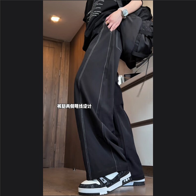 网图抖音品质夏季薄款凉感冰丝裤休闲长裤K2529P30,男装休闲裤,星座1904A