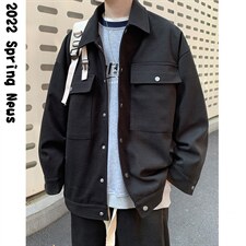 现货款！2025春季新款外套韩版宽松翻领呢料夹克JK201P118控138，男装夹克，星座517A-1