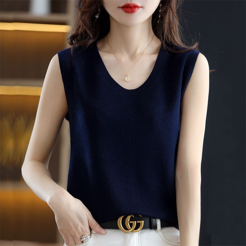 精纺羊毛针织无袖背心女2025新款简约百搭柔软叠穿内搭外穿打底衫，女装背心吊带，暖烁羊绒