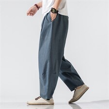 风春季休闲男士阔腿裤棉麻裤男士裤子哈伦裤宽松大码928P50,男装休闲裤,钱塘788(原4013)